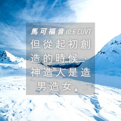Picture 04 - 馬 可 福 音 10:6 CUVT - 但 從 起 初 創 造 的 時 候 ， 神 造 - Bible Verse Picture
