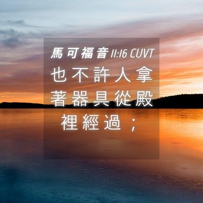 Picture 04 - 馬 可 福 音 11:16 CUVT - 也 不 許 人 拿 著 器 具 從 殿 裡 經 - Bible Verse Picture