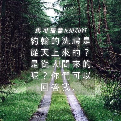 Picture 04 - 馬 可 福 音 11:30 CUVT - 約 翰 的 洗 禮 是 從 天 上 來 的 ？ - Bible Verse Picture