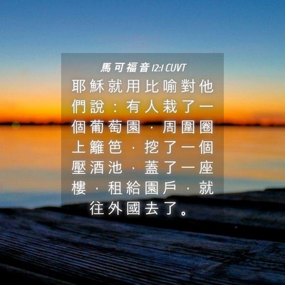 Picture 04 - 馬 可 福 音 12:1 CUVT - 耶 穌 就 用 比 喻 對 他 們 說 ： 有 - Bible Verse Picture