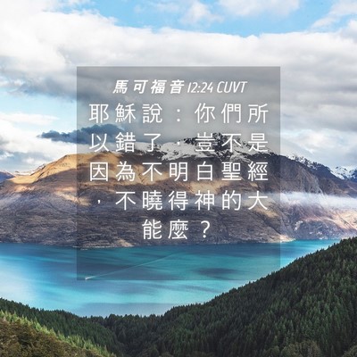 Picture 04 - 馬 可 福 音 12:24 CUVT - 耶 穌 說 ： 你 們 所 以 錯 了 ， 豈 - Bible Verse Picture