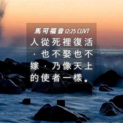Picture 04 - 馬 可 福 音 12:25 CUVT - 人 從 死 裡 復 活 ， 也 不 娶 也 不 - Bible Verse Picture