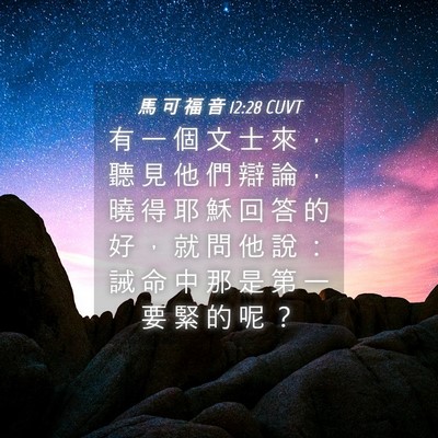 Picture 04 - 馬 可 福 音 12:28 CUVT - 有 一 個 文 士 來 ， 聽 見 他 們 辯 - Bible Verse Picture