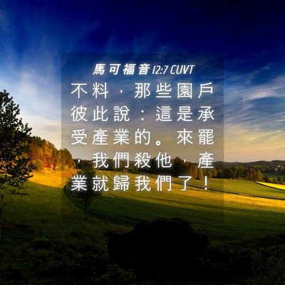 Picture 04 - 馬 可 福 音 12:7 CUVT - 不 料 ， 那 些 園 戶 彼 此 說 ： 這 - Bible Verse Picture