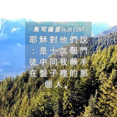 Picture 04 - 馬 可 福 音 14:20 CUVT - 耶 穌 對 他 們 說 ： 是 十 二 個 門 - Bible Verse Picture