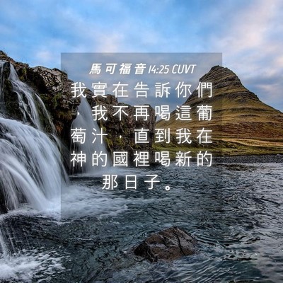 Picture 04 - 馬 可 福 音 14:25 CUVT - 我 實 在 告 訴 你 們 ， 我 不 再 喝 - Bible Verse Picture