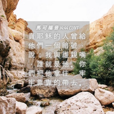 Picture 04 - 馬 可 福 音 14:44 CUVT - 賣 耶 穌 的 人 曾 給 他 們 一 個 暗 - Bible Verse Picture