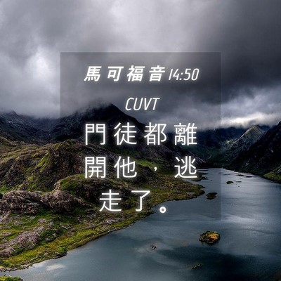 Picture 04 - 馬 可 福 音 14:50 CUVT - 門 徒 都 離 開 他 ， 逃 走 了 - Bible Verse Picture