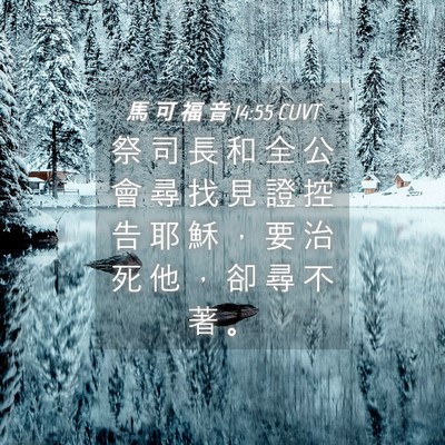 Picture 04 - 馬 可 福 音 14:55 CUVT - 祭 司 長 和 全 公 會 尋 找 見 證 控 - Bible Verse Picture