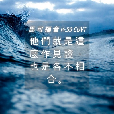 Picture 04 - 馬 可 福 音 14:59 CUVT - 他 們 就 是 這 麼 作 見 證 ， 也 是 - Bible Verse Picture