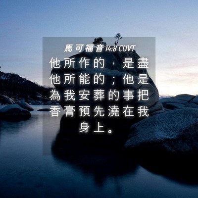 Picture 04 - 馬 可 福 音 14:8 CUVT - 他 所 作 的 ， 是 盡 他 所 能 的 ； - Bible Verse Picture