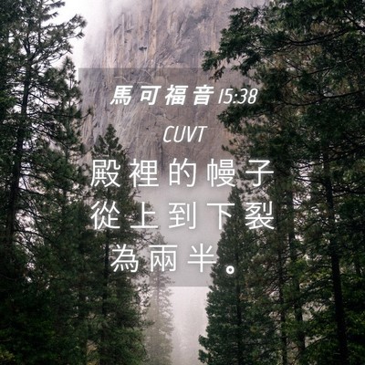 Picture 04 - 馬 可 福 音 15:38 CUVT - 殿 裡 的 幔 子 從 上 到 下 裂 為 兩 - Bible Verse Picture