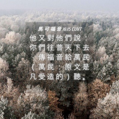 Picture 04 - 馬 可 福 音 16:15 CUVT - 他 又 對 他 們 說 ： 你 們 往 普 天 - Bible Verse Picture