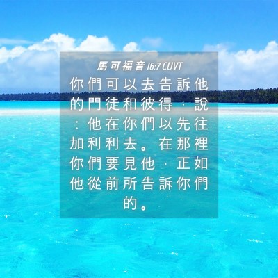 Picture 04 - 馬 可 福 音 16:7 CUVT - 你 們 可 以 去 告 訴 他 的 門 徒 和 - Bible Verse Picture
