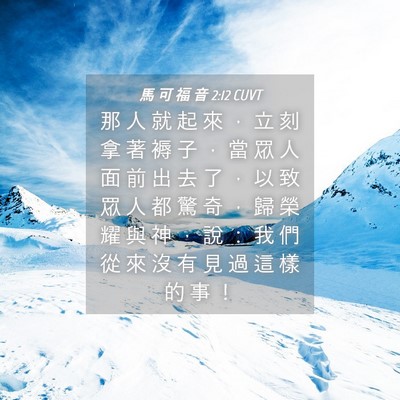 Picture 04 - 馬 可 福 音 2:12 CUVT - 那 人 就 起 來 ， 立 刻 拿 著 褥 子 - Bible Verse Picture