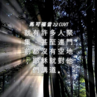 Picture 04 - 馬 可 福 音 2:2 CUVT - 就 有 許 多 人 聚 集 ， 甚 至 連 門 - Bible Verse Picture