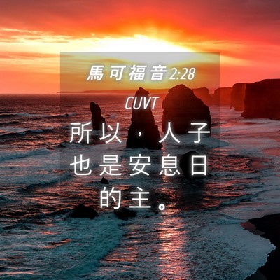 Picture 04 - 馬 可 福 音 2:28 CUVT - 所 以 ， 人 子 也 是 安 息 日 的 主 - Bible Verse Picture