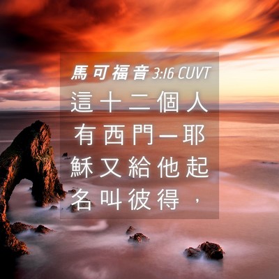 Picture 04 - 馬 可 福 音 3:16 CUVT - 這 十 二 個 人 有 西 門 ─ 耶 穌 又 - Bible Verse Picture