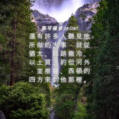 Picture 04 - 馬 可 福 音 3:8 CUVT - 還 有 許 多 人 聽 見 他 所 做 的 大 - Bible Verse Picture