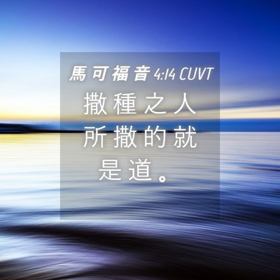 Picture 04 - 馬 可 福 音 4:14 CUVT - 撒 種 之 人 所 撒 的 就 是 道 - Bible Verse Picture