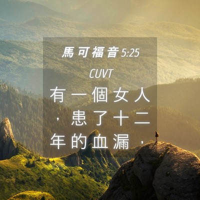 Picture 04 - 馬 可 福 音 5:25 CUVT - 有 一 個 女 人 ， 患 了 十 二 年 的 - Bible Verse Picture