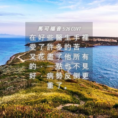 Picture 04 - 馬 可 福 音 5:26 CUVT - 在 好 些 醫 生 手 裡 受 了 許 多 的 - Bible Verse Picture