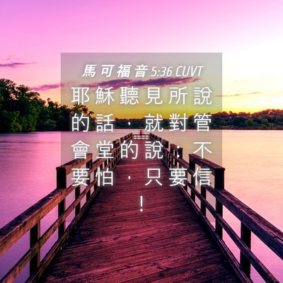 Picture 04 - 馬 可 福 音 5:36 CUVT - 耶 穌 聽 見 所 說 的 話 ， 就 對 管 - Bible Verse Picture