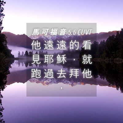 Picture 04 - 馬 可 福 音 5:6 CUVT - 他 遠 遠 的 看 見 耶 穌 ， 就 跑 過 - Bible Verse Picture
