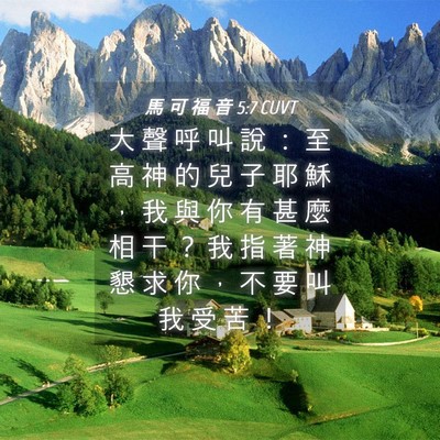 Picture 04 - 馬 可 福 音 5:7 CUVT - 大 聲 呼 叫 說 ： 至 高 神 的 兒 子 - Bible Verse Picture