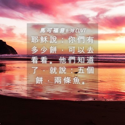 Picture 04 - 馬 可 福 音 6:38 CUVT - 耶 穌 說 ： 你 們 有 多 少 餅 ， 可 - Bible Verse Picture