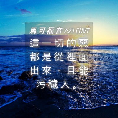 Picture 04 - 馬 可 福 音 7:23 CUVT - 這 一 切 的 惡 都 是 從 裡 面 出 來 - Bible Verse Picture