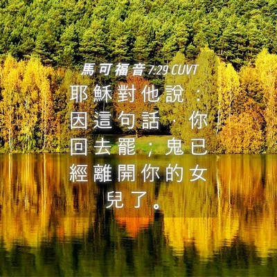 Picture 04 - 馬 可 福 音 7:29 CUVT - 耶 穌 對 他 說 ： 因 這 句 話 ， 你 - Bible Verse Picture