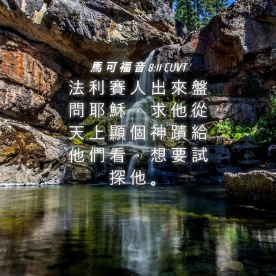 Picture 04 - 馬 可 福 音 8:11 CUVT - 法 利 賽 人 出 來 盤 問 耶 穌 ， 求 - Bible Verse Picture