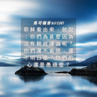 Picture 04 - 馬 可 福 音 8:17 CUVT - 耶 穌 看 出 來 ， 就 說 ： 你 們 為 - Bible Verse Picture