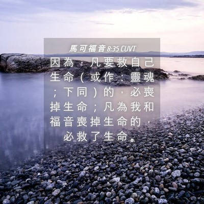 Picture 04 - 馬 可 福 音 8:35 CUVT - 因 為 ， 凡 要 救 自 己 生 命 （ 或 - Bible Verse Picture
