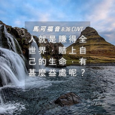 Picture 04 - 馬 可 福 音 8:36 CUVT - 人 就 是 賺 得 全 世 界 ， 賠 上 自 - Bible Verse Picture