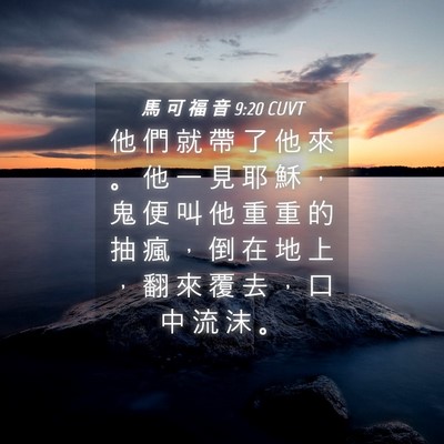 Picture 04 - 馬 可 福 音 9:20 CUVT - 他 們 就 帶 了 他 來 。 他 一 見 耶 - Bible Verse Picture