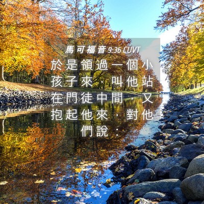 Picture 04 - 馬 可 福 音 9:36 CUVT - 於 是 領 過 一 個 小 孩 子 來 ， 叫 - Bible Verse Picture
