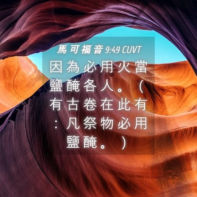 Picture 04 - 馬 可 福 音 9:49 CUVT - 因 為 必 用 火 當 鹽 醃 各 人 。 （ - Bible Verse Picture