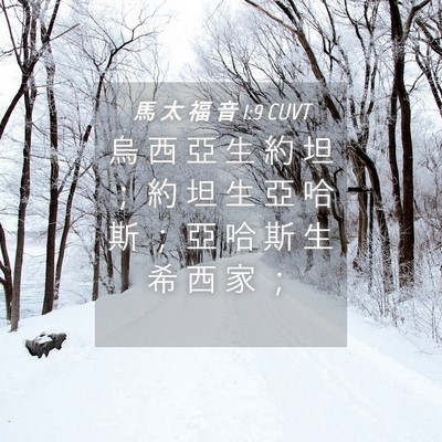 Picture 04 - 馬 太 福 音 1:9 CUVT - 烏 西 亞 生 約 坦 ； 約 坦 生 亞 哈 - Bible Verse Picture
