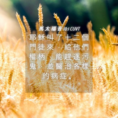 Picture 04 - 馬 太 福 音 10:1 CUVT - 耶 穌 叫 了 十 二 個 門 徒 來 ， 給 - Bible Verse Picture