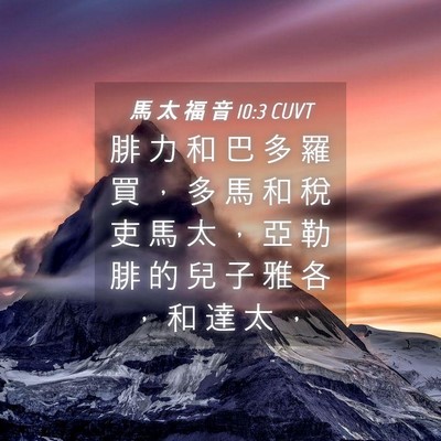 Picture 04 - 馬 太 福 音 10:3 CUVT - 腓 力 和 巴 多 羅 買 ， 多 馬 和 稅 - Bible Verse Picture