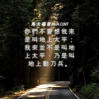 Picture 04 - 馬 太 福 音 10:34 CUVT - 你 們 不 要 想 我 來 是 叫 地 上 太 - Bible Verse Picture