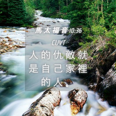 Picture 04 - 馬 太 福 音 10:36 CUVT - 人 的 仇 敵 就 是 自 己 家 裡 的 人 - Bible Verse Picture