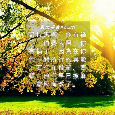 Picture 04 - 馬 太 福 音 11:21 CUVT - 哥 拉 汛 哪 ， 你 有 禍 了 ！ 伯 賽 - Bible Verse Picture
