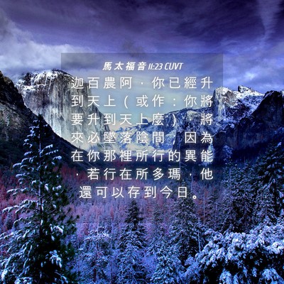 Picture 04 - 馬 太 福 音 11:23 CUVT - 迦 百 農 阿 ， 你 已 經 升 到 天 上 - Bible Verse Picture