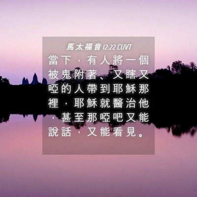 Picture 04 - 馬 太 福 音 12:22 CUVT - 當 下 ， 有 人 將 一 個 被 鬼 附 著 - Bible Verse Picture