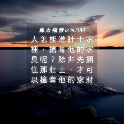 Picture 04 - 馬 太 福 音 12:29 CUVT - 人 怎 能 進 壯 士 家 裡 ， 搶 奪 他 - Bible Verse Picture