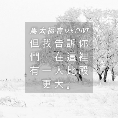 Picture 04 - 馬 太 福 音 12:6 CUVT - 但 我 告 訴 你 們 ， 在 這 裡 有 一 - Bible Verse Picture