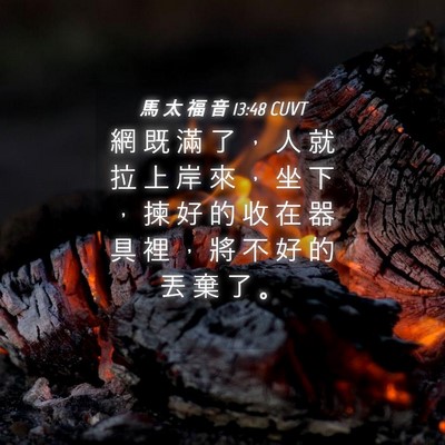 Picture 04 - 馬 太 福 音 13:48 CUVT - 網 既 滿 了 ， 人 就 拉 上 岸 來 ， - Bible Verse Picture